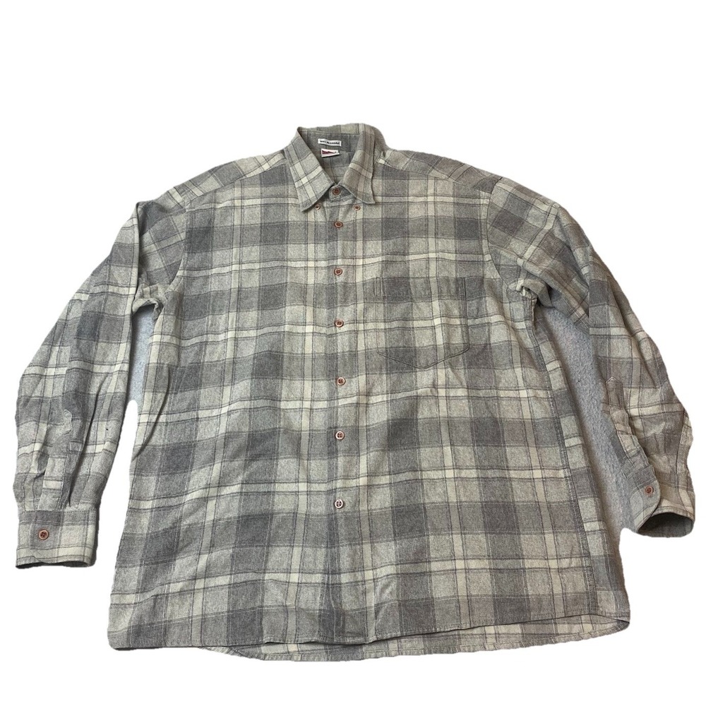 Pool brand Plaid Flannel Chicano Style Shirt Men's XL Streetwear Brazilian Gray